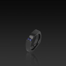 Load image into Gallery viewer, Men&#39;s Square Black Zirconium Sapphire Band
