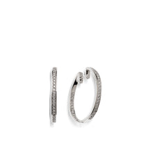 Load image into Gallery viewer, Women&#39;s 14 karat White Gold Essence Inside-Out Diamond Hoops
