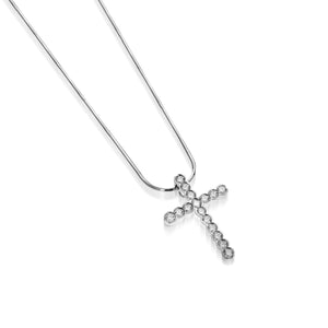 Women's 14 karat White Gold Paloma Diamond Cross Pendant Necklace