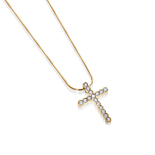 Women's 14 karat Yellow Gold Paloma Diamond Cross Pendant Necklace