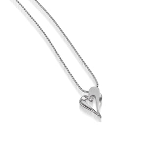 Women's 14 karat White Gold Adore Petite Diamond Heart Pendant Necklace