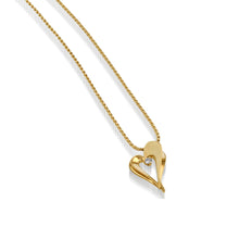 Load image into Gallery viewer, Women&#39;s 14 karat Yellow Gold Adore Petite Diamond Heart Pendant Necklace
