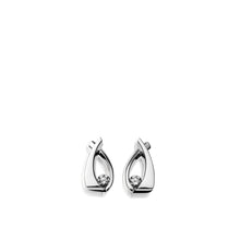 Load image into Gallery viewer, Women&#39;s 14 karat White Gold Oyster Petite Diamond Earrings
