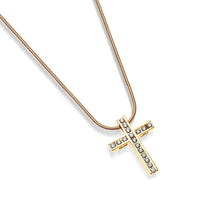 Load image into Gallery viewer, Lines Diamond Cross Pendant Necklace
