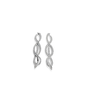 Women's 14 karat white gold Bellagio Pave Diamond Dangle Earrings