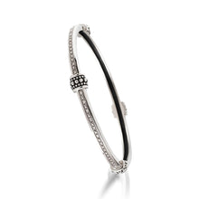 Load image into Gallery viewer, Women&#39;s Sterling Silver Antigua Bead Bangle Bracelet with Pave Diamonds
