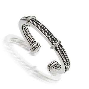 Women's Sterling Silver Apollo Rope & Bead Cuff with Pave Diamonds
