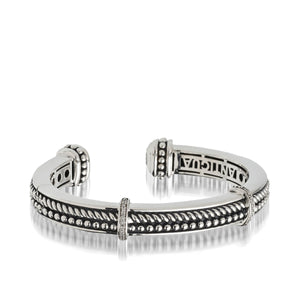 Women's Sterling Silver Apollo Rope & Bead Cuff with Pave Diamonds