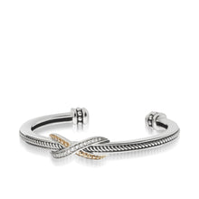 Load image into Gallery viewer, Women&#39;s Sterling Silver and 14 karat Yellow Gold Apollo Curve Cuff Bracelet with Pave Diamonds
