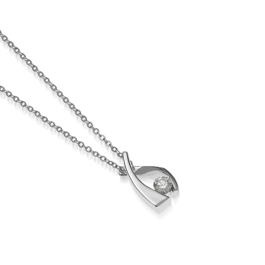 Women's 14-karat White Gold Oyster Petite Diamond Solitaire Pendant Necklace