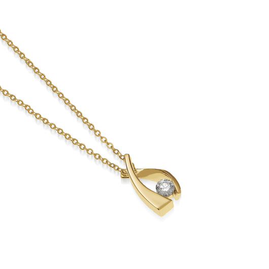 Women's 14 karat Yellow Gold Oyster Small Diamond Solitaire Pendant Necklace