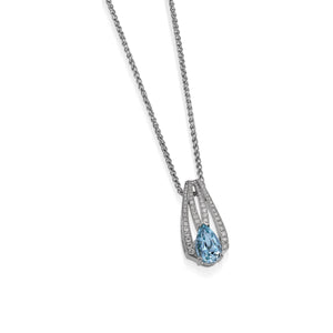Signature Aquamarine and Pave Diamond Pendant Necklace