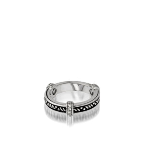 Women's Sterling Silver Antigua Stack Ring with Pave Diamonds