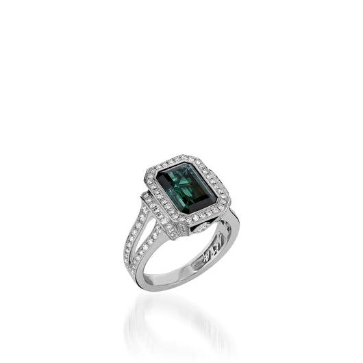Signature Green Tourmaline and  Diamond Ring