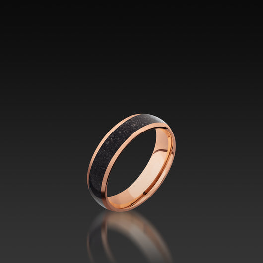 Rose Gold Domed Band with Dinosaur Bone