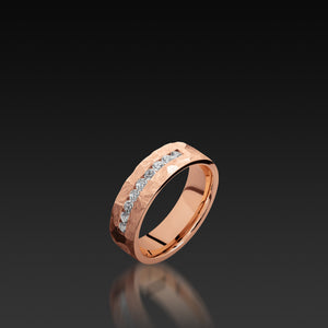Rose Gold Flat Band with Diamond Accents