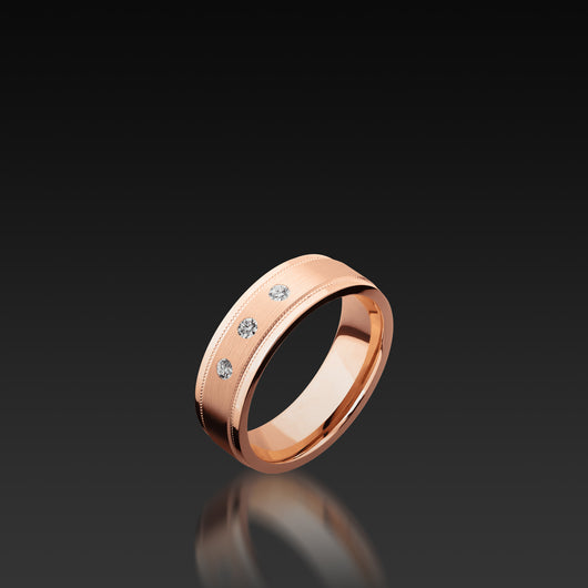 Rose Gold Milgeain Band with Diamonds