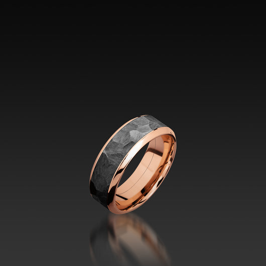 Rose Gold high bevel Band with Zirconium Inlay