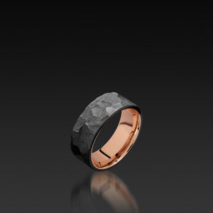 Zirconium wide flat Band with Rose Gold Sleeve