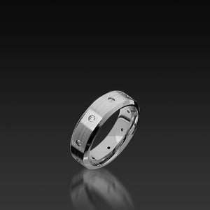 White Gold Bevel Band with Diamonds