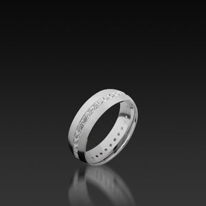 White Gold Domed Eternity Band with Diamonds