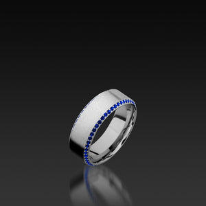 White Gold Eternity Bevel Band with Sapphires