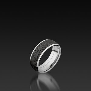 White Gold Domed Band with Zirconium Inlay