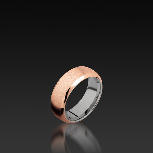 Rose Gold Domed Band with White Gold Sleeve