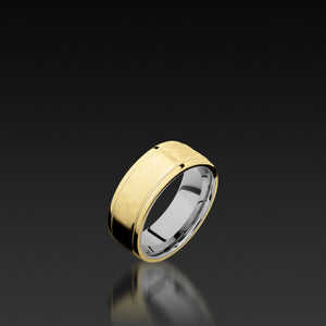 Yellow Gold Flat Band with White Gold Sleeve