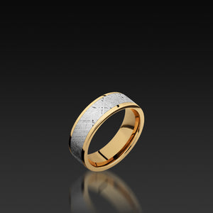 Yellow Gold Flat Band with Meteorite