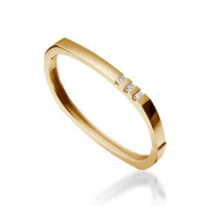 Women's 14 karat Yellow Gold Devotion Hinged Diamond Bracelet