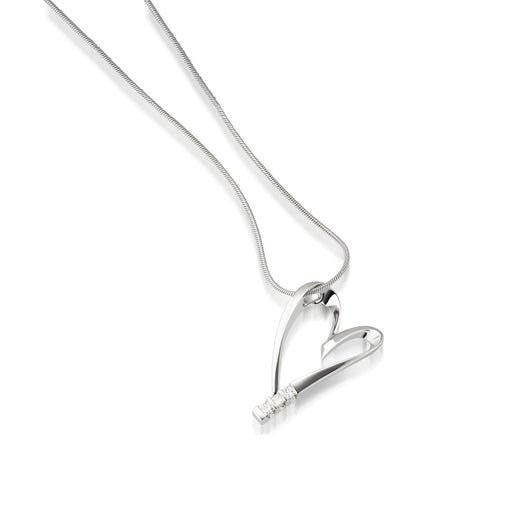 Women's 14 karat White Gold Devotion Diamond Heart Pendant Necklace