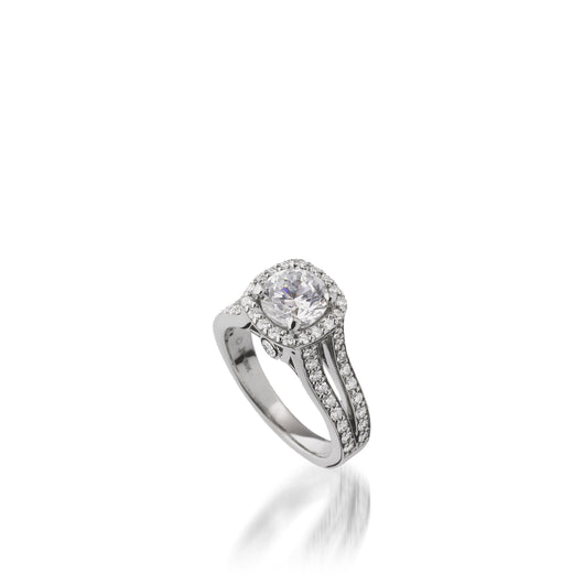 Chiffon Diamond Engagement Ring Round with Cushion Halo