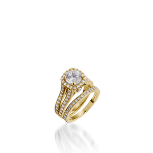 Chiffon  Round Yellow Gold Engagement Ring