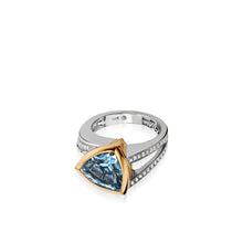 Load image into Gallery viewer, Signature Trillion Aquamarine and Diamond Ring

