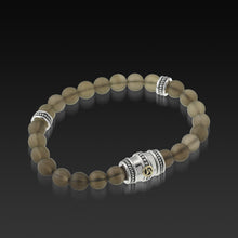 Load image into Gallery viewer, Mens Apollo Smokey Quartz Beaded Bracelet with a 14 Karat gold and Sterling Silver Magnetic Clasp
