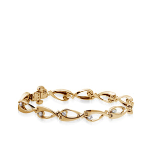 Women's 14 karat Yellow Gold Oyster Diamond Tennis Bracelet