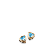 Load image into Gallery viewer, Women&#39;s Sterling Silver and 14 karat Yellow Gold Arrivo Blue Topaz Earrings
