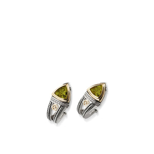 Women's Sterling Silver and 14 karat Yellow Gold Arrivo Peridot Huggie Earrings