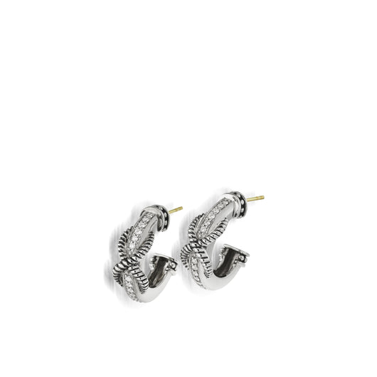 Apollo Huggie Hoop Earrings with Pave Diamonds