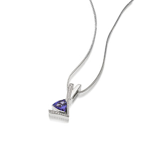 Pinnacle Small Gemstone Pendant Necklace with Pave Diamonds