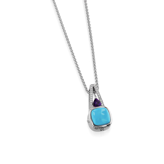 Signature Turquoise, Amethyst and Diamond Pendant