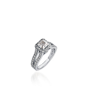 Chiffon Princess Cut White Gold Engagement Ring