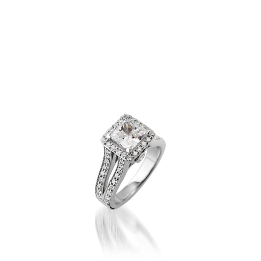 Chiffon Princess Cut White Gold Engagement Ring