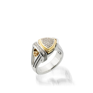 Women's Sterling Silver and 14 karat Yellow Gold Arrivo Diamond Ring