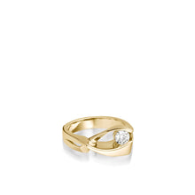 Load image into Gallery viewer, 14 karat Yellow Gold Oyster Diamond Ring with Single Channel-set Diamond
