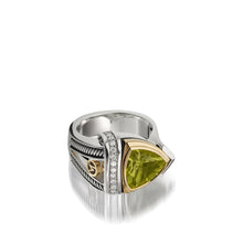 Load image into Gallery viewer, Women&#39;s Sterling Silver and 14 karat Yellow Gold Arrivo 10mm Peridot Ring
