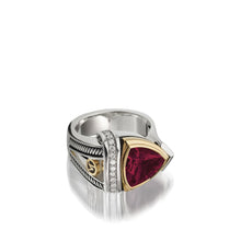 Load image into Gallery viewer, Women&#39;s Sterling Silver and 14 karat Yellow Gold Arrivo 10mm Rhodolite Garnet Ring
