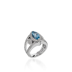 Signature Aquamarine and Diamond Ring