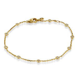 Women's 14 karat Yellow Gold Confetti Diamond Bracelet